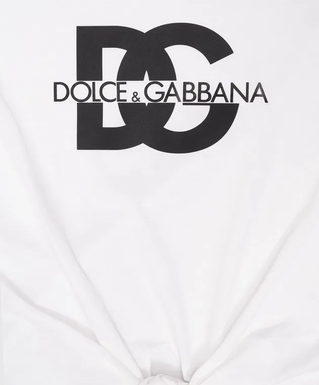 DOLCE&GABBANA CHILDREN'S WHITE TSHIRT WITH A CONTRASTING LOGO PRINT