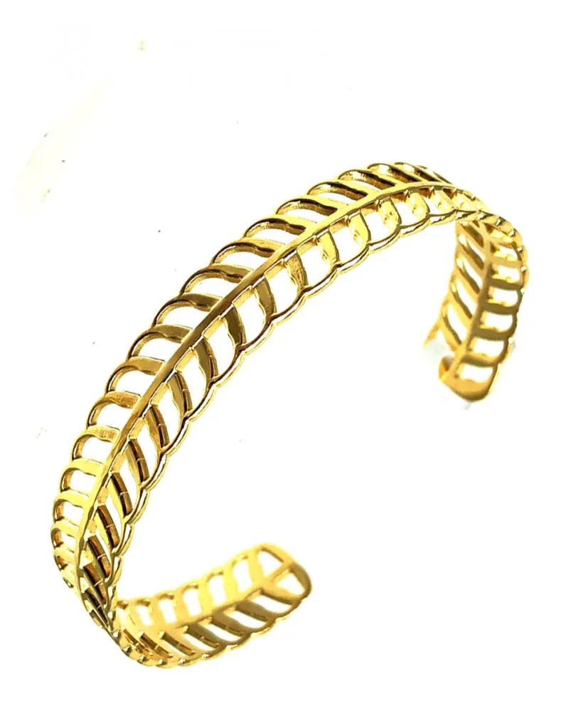 ELEGANTE PULSERA DORADA CON FINO DISEÑO DE ESPIGA