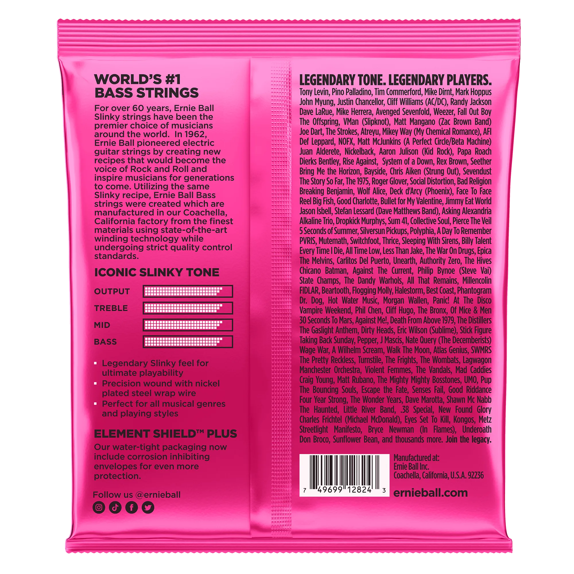 ENCORDADO ERNIE BALL BAJO 2824 40125 5 CUERDAS 