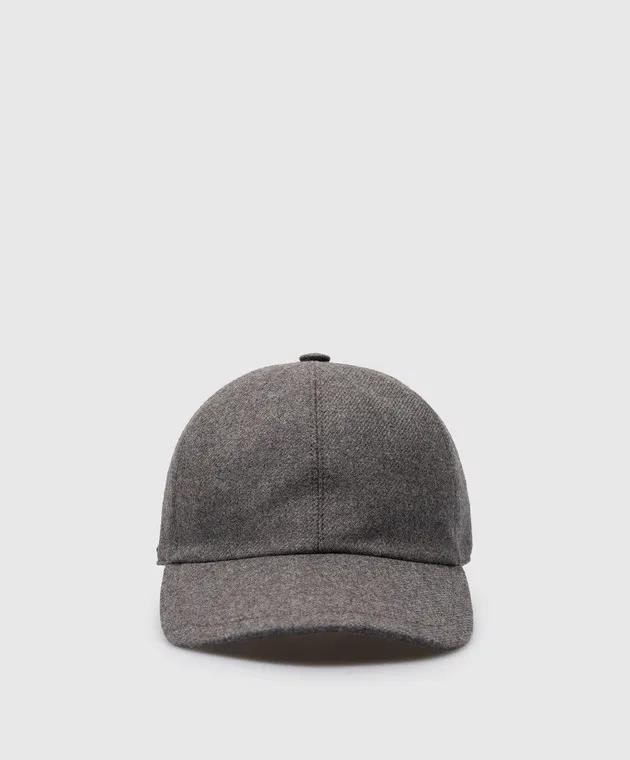 Enrico Mandelli Gray wool and cashmere cap with logo