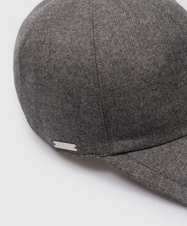 Enrico Mandelli Gray wool and cashmere cap with logo