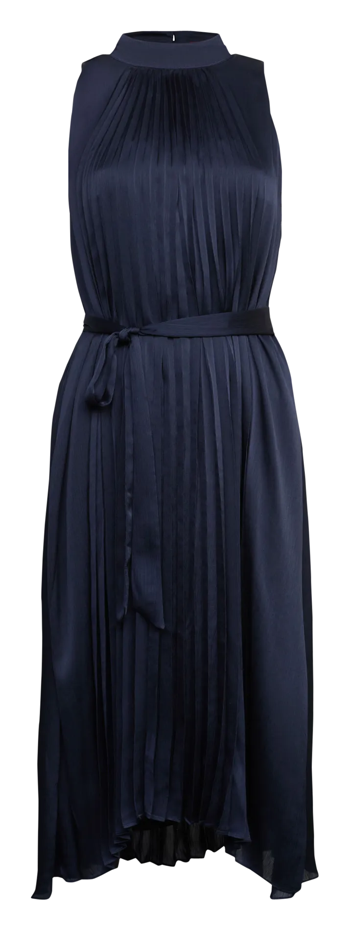 ESPRIT Vestido midi plisado de satén en azul