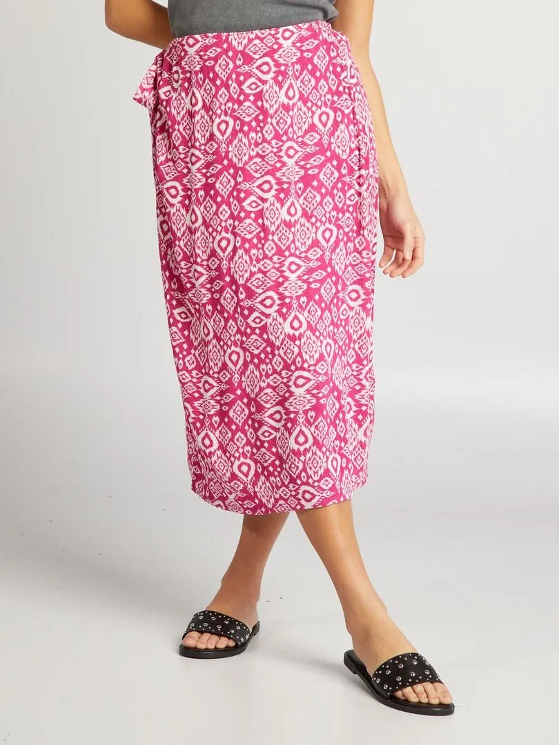 FALDA CRUZADA DE PUNTO CREPé  ROSA
