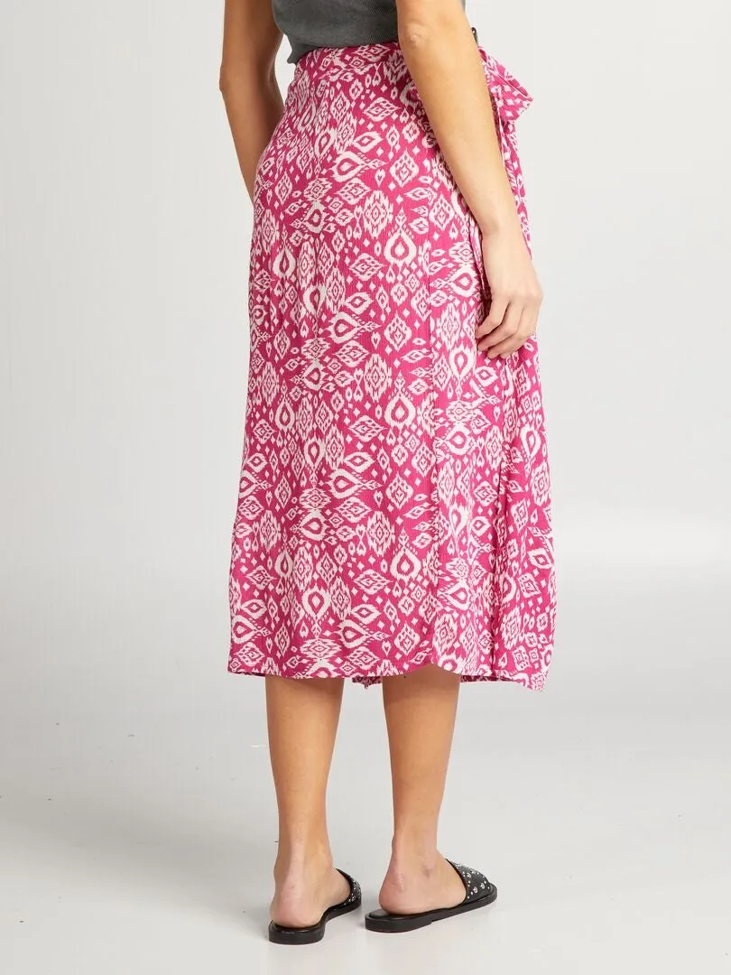 FALDA CRUZADA DE PUNTO CREPé  ROSA