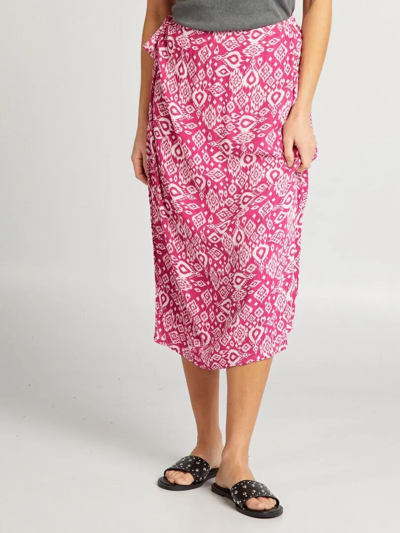 FALDA CRUZADA DE PUNTO CREPé  ROSA