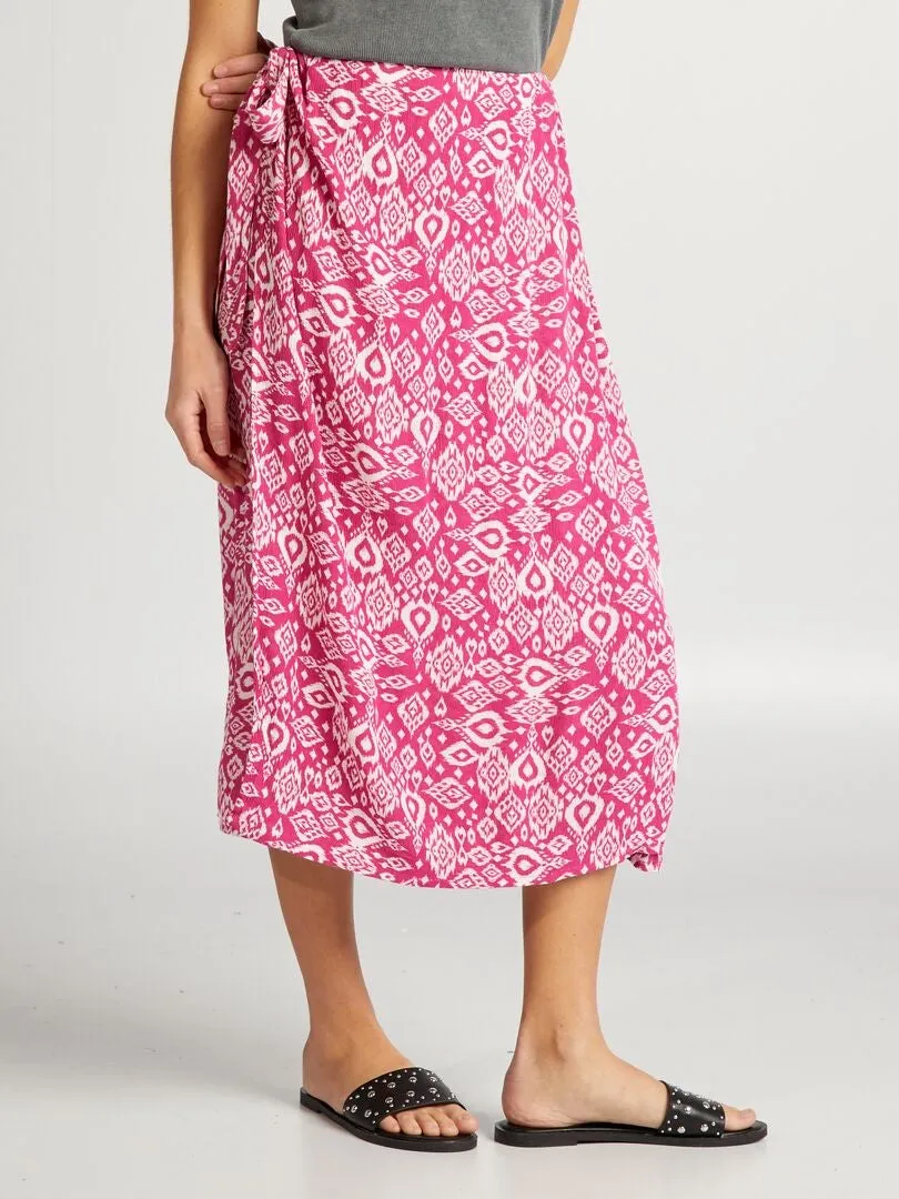 FALDA CRUZADA DE PUNTO CREPé  ROSA
