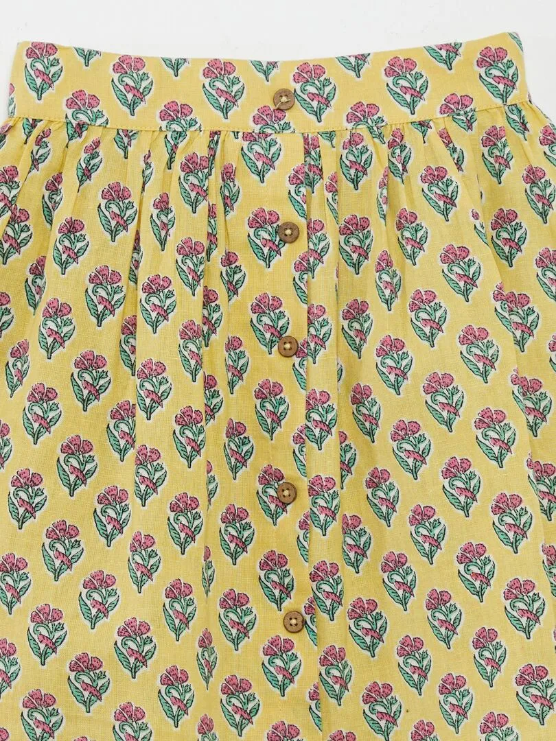 FALDA DE MEZCLA DE LINO  AMARILLO