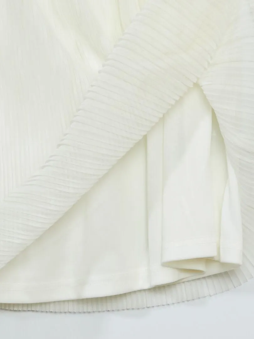FALDA DE TUL PLISADA CON CINTURA BRILLANTE  BLANCO
