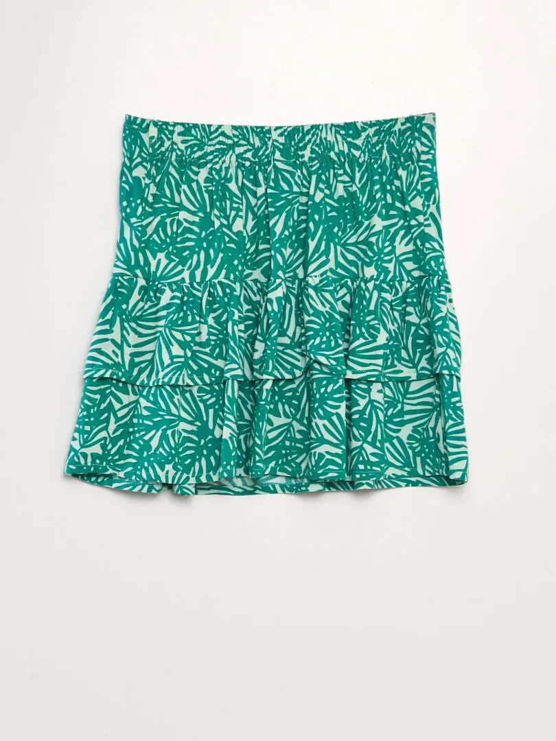 FALDA ESTAMPADA CON VOLANTE  VERDE