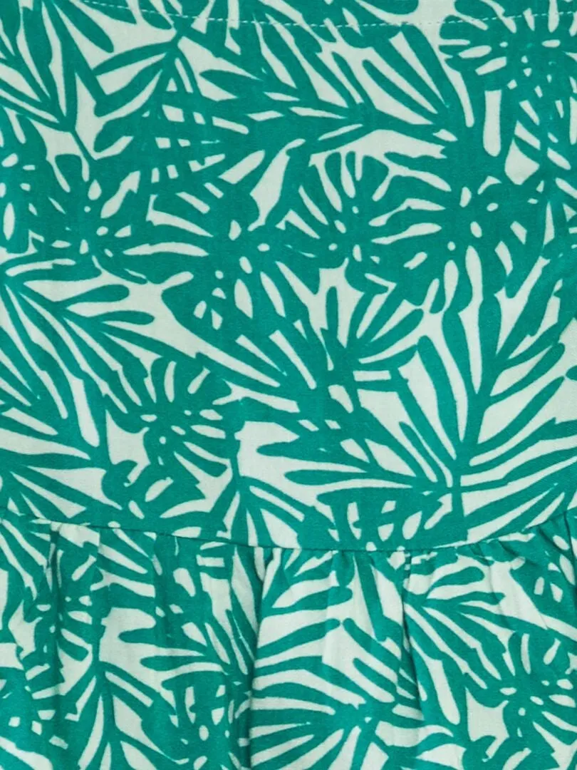 FALDA ESTAMPADA CON VOLANTE  VERDE