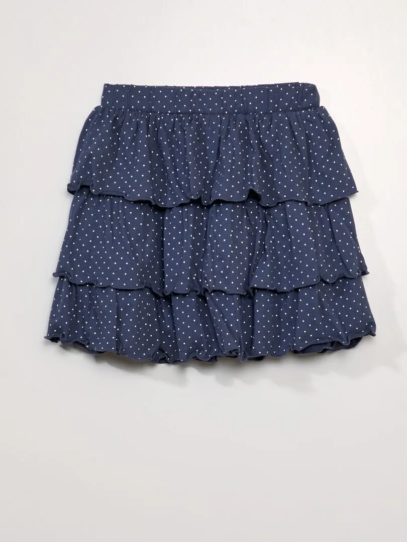 FALDA EVASé CON CAPAS  AZUL