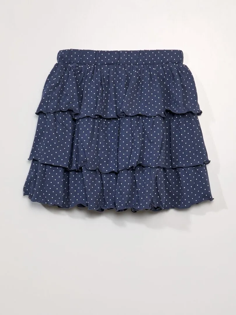 FALDA EVASé CON CAPAS  AZUL