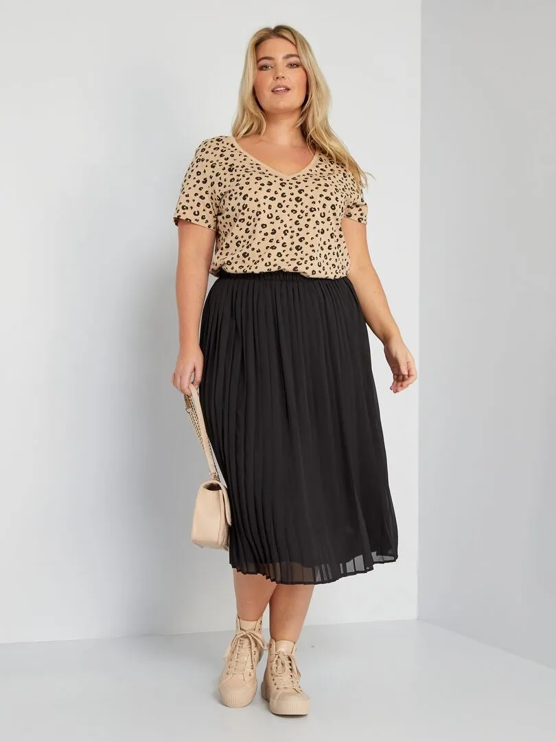 FALDA MIDI PLISADA  NEGRO