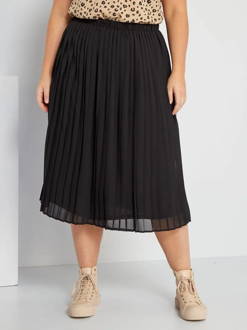 FALDA MIDI PLISADA  NEGRO