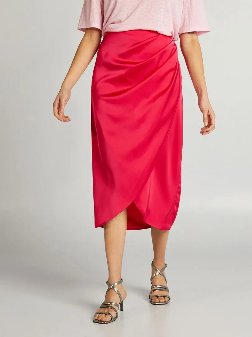 FALDA MIDI SATINADA  ROSA