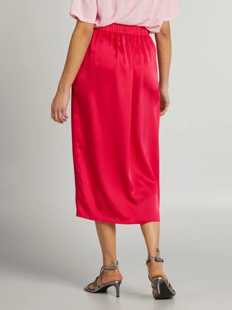 FALDA MIDI SATINADA  ROSA