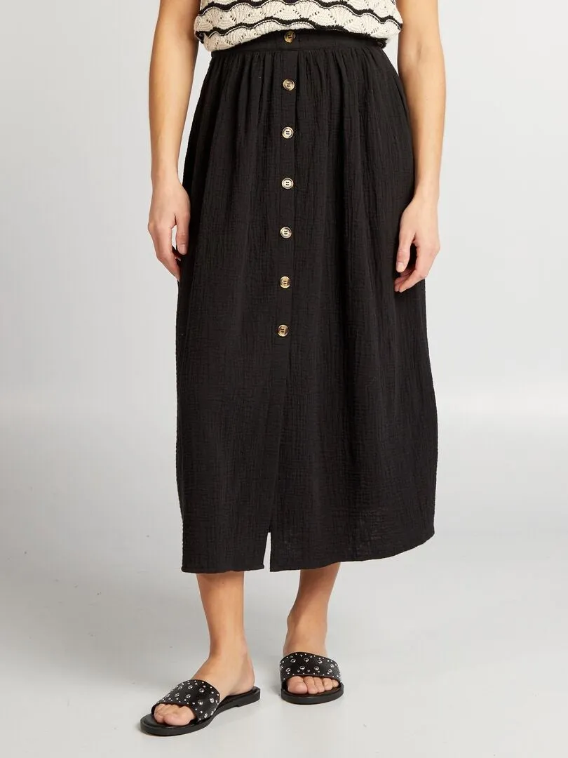 FALDA VAPOROSA DE GASA DE ALGODóN  NEGRO