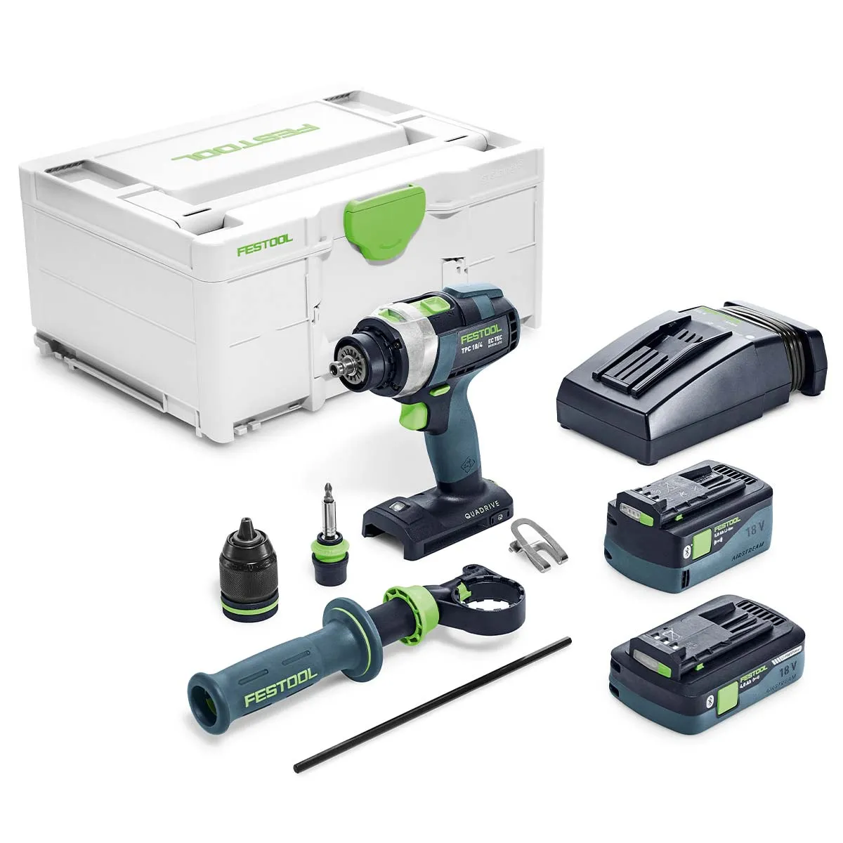 FESTOOL QUADRIVE TPC 18/4 5,0/4,0 IPLUS  TALADRO PERCUTOR ATORNILLADOR CON BATERíA Y CARGADOR