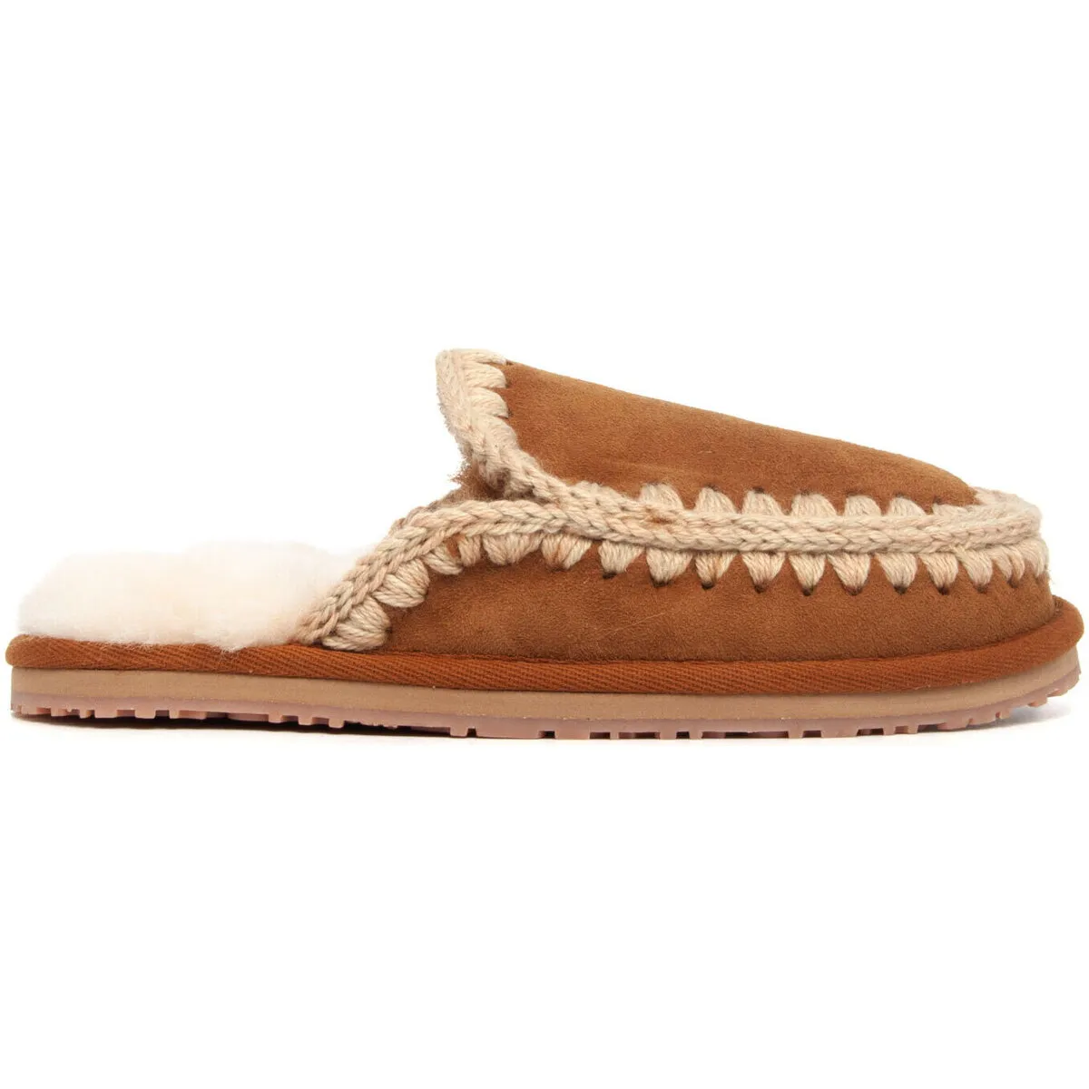 FW161007A SUEDE SLIPPER FULL ESKIMO STITCH COGNAC