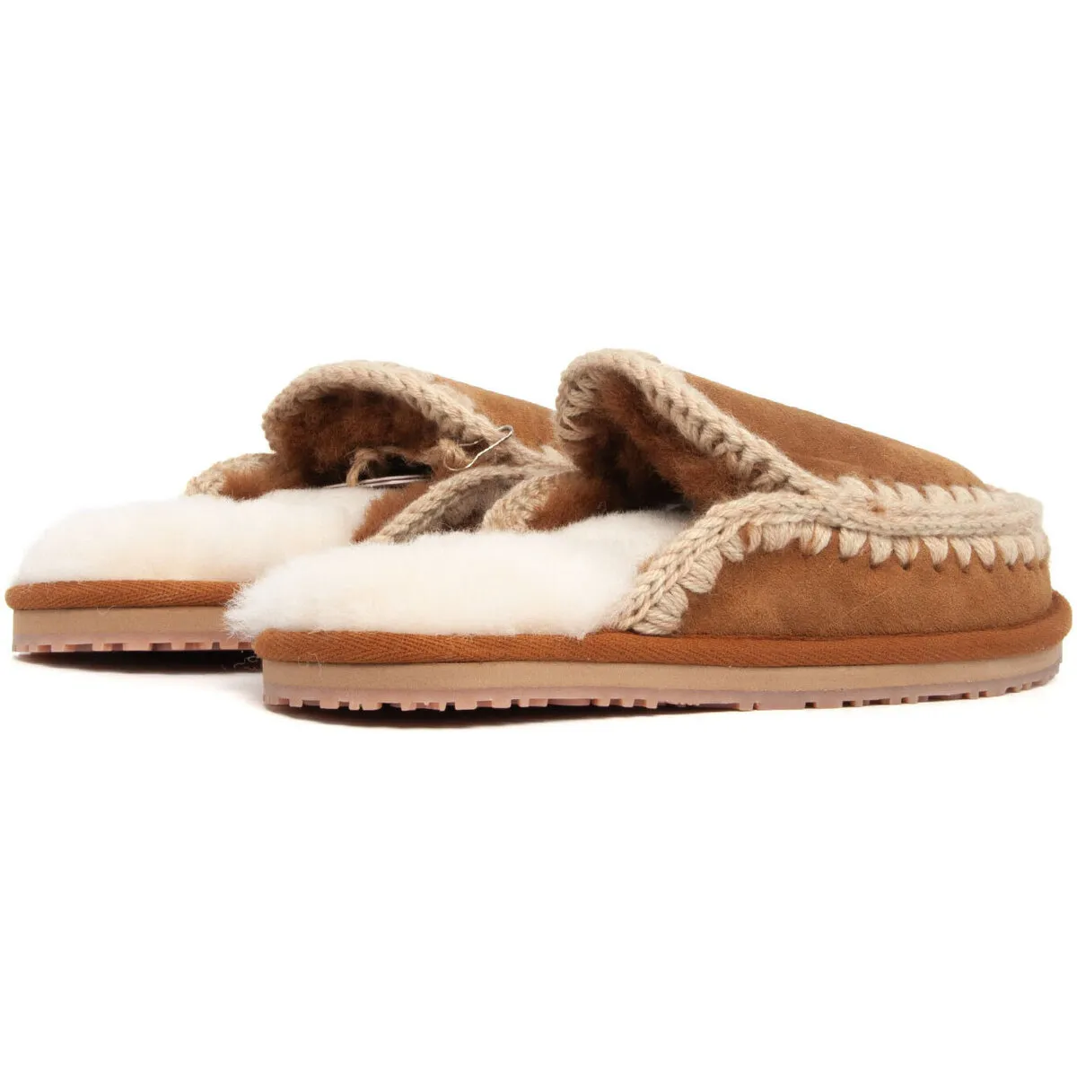 FW161007A SUEDE SLIPPER FULL ESKIMO STITCH COGNAC