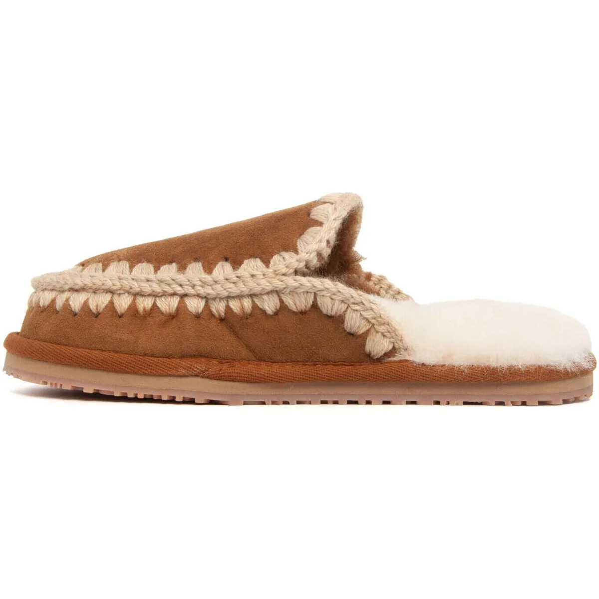 FW161007A SUEDE SLIPPER FULL ESKIMO STITCH COGNAC