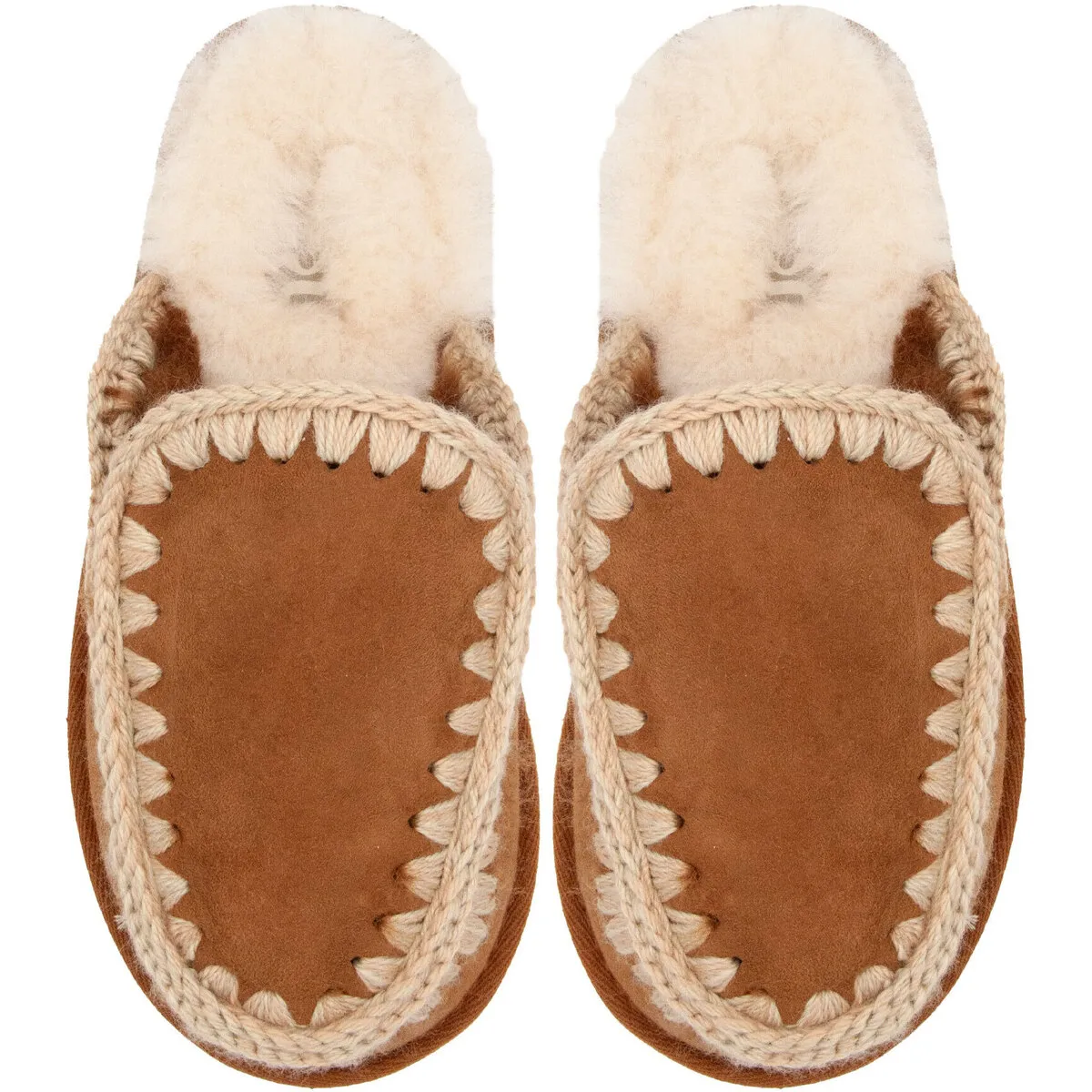 FW161007A SUEDE SLIPPER FULL ESKIMO STITCH COGNAC