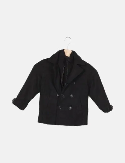 H&M Abrigo paño negro