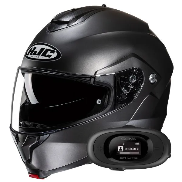HJC C91N Semi Flat Titanium+ Kit bluetooth 5R Lite Solo 