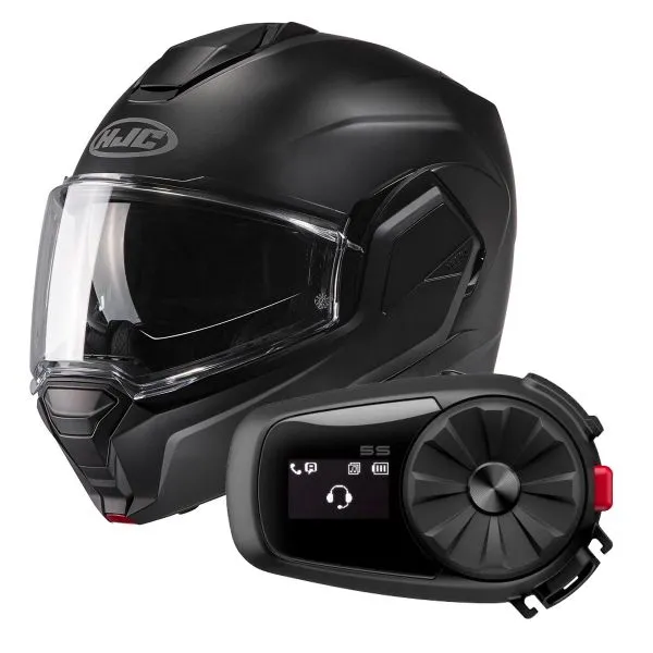HJC i100 Semi Flat Black + Kit Bluetooth 5S Solo 