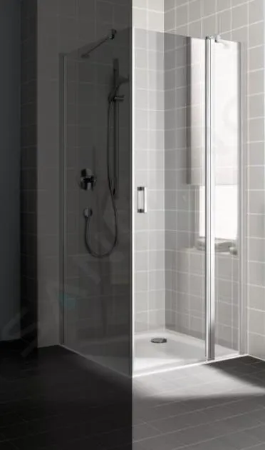 KERMI CADA XS  PUERTA DE DUCHA 1NR, 100X200 CM, DERECHA, PLATA BRILLANTE/CRISTAL TRANSPARENTE CK1NR10020VPK