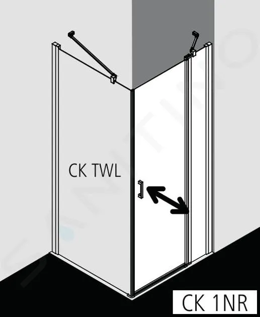 KERMI CADA XS  PUERTA DE DUCHA 1NR, 100X200 CM, DERECHA, PLATA BRILLANTE/CRISTAL TRANSPARENTE CK1NR10020VPK
