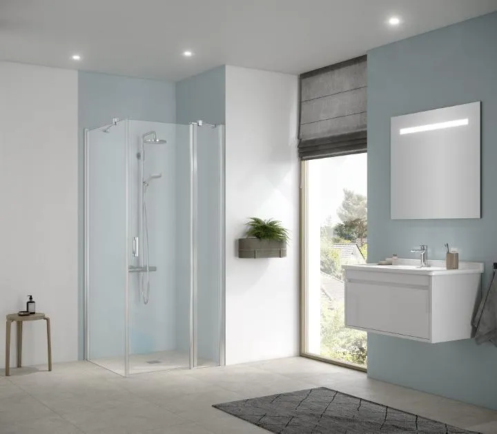 KERMI CADA XS  PUERTA DE DUCHA 1NR, 100X200 CM, DERECHA, PLATA BRILLANTE/CRISTAL TRANSPARENTE CK1NR10020VPK