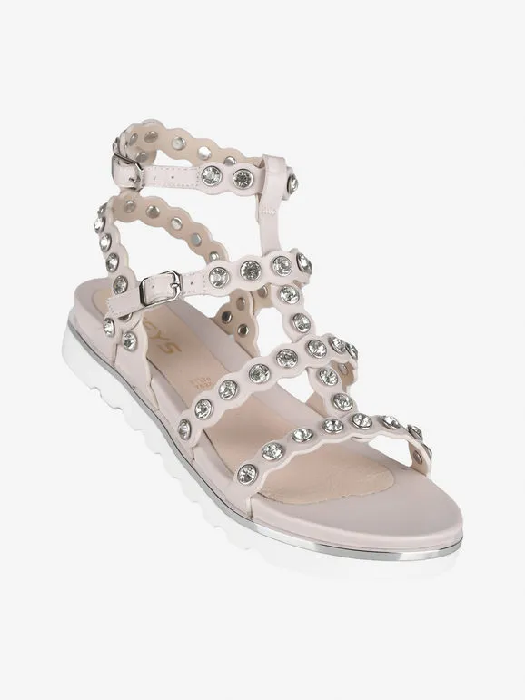 Keys Sandalias planas para mujer con pedrería