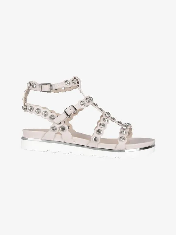 Keys Sandalias planas para mujer con pedrería