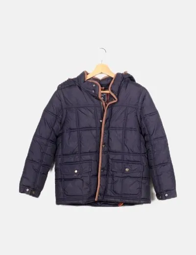 Massimo Dutti Abrigo azul marino acolchado