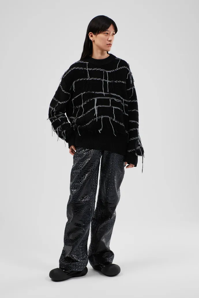 Melange Knit Sweater Suéter de punto de algodón orgánico negro