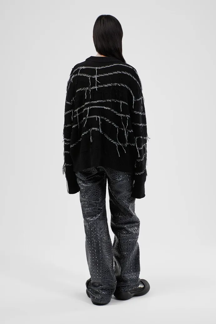 Melange Knit Sweater Suéter de punto de algodón orgánico negro