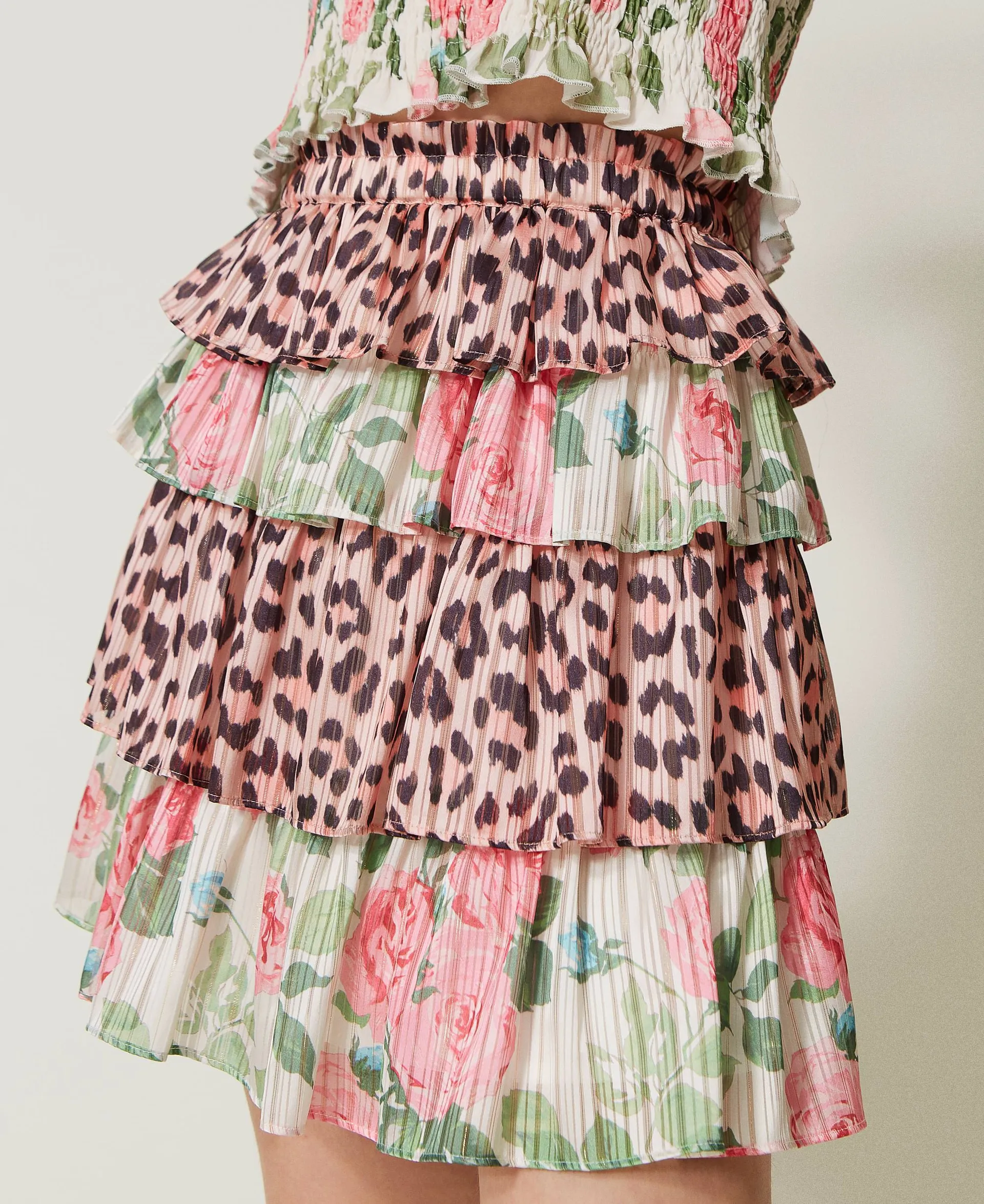 Minifalda de georgette con lúrex