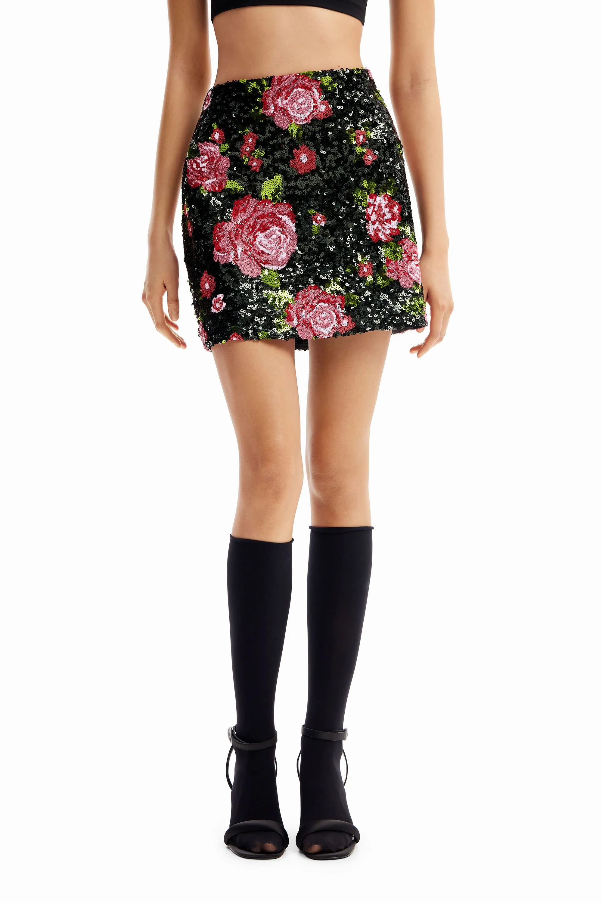 Minifalda rosas lentejuelas M. Christian Lacroix
