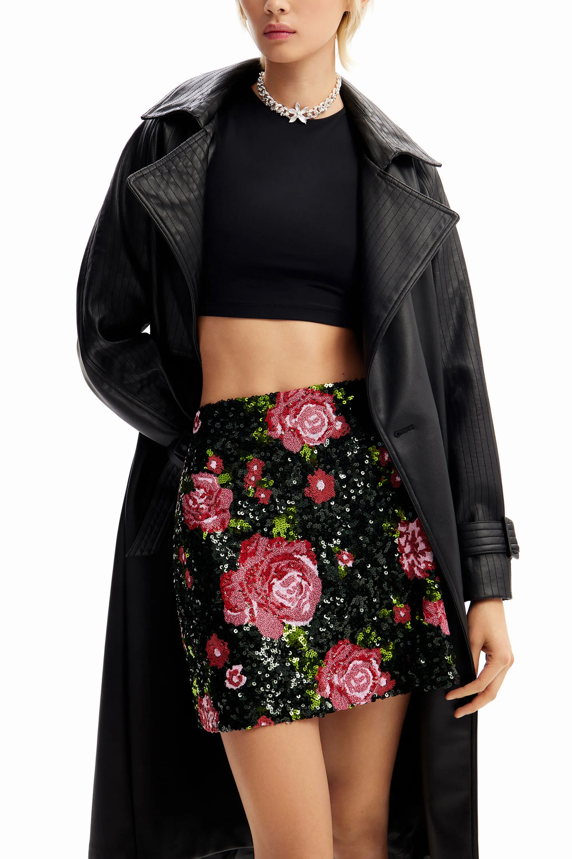 Minifalda rosas lentejuelas M. Christian Lacroix