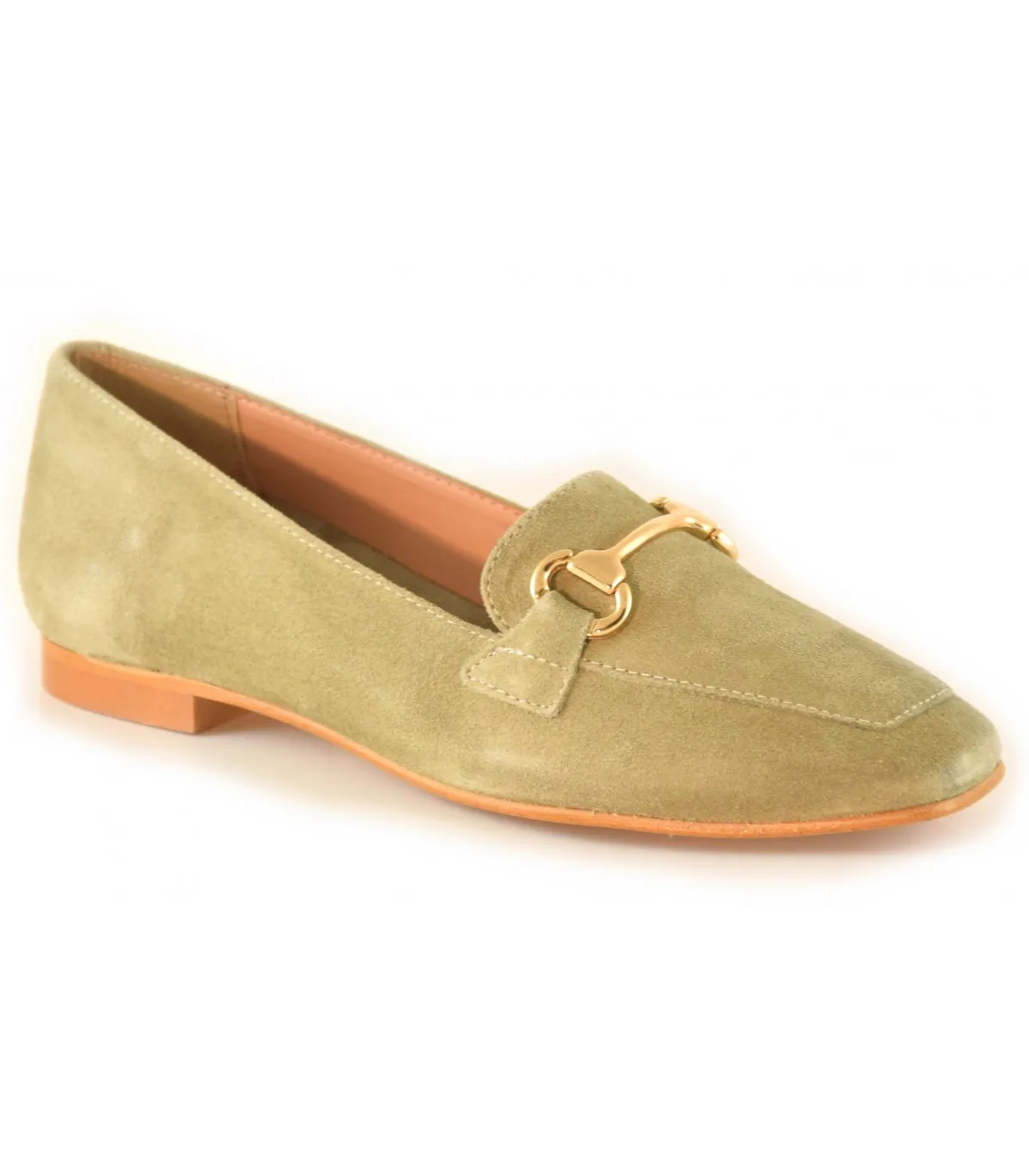 Mocasines con estribo en serraje menta