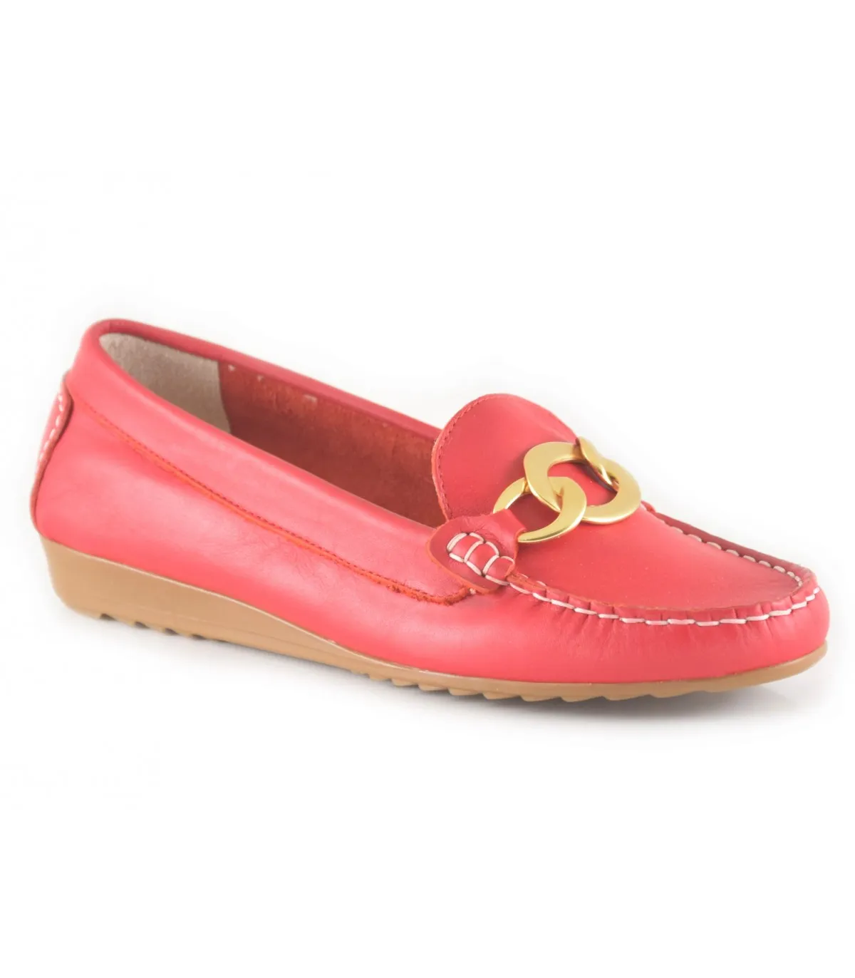 Mocasín con cadena en color rojo