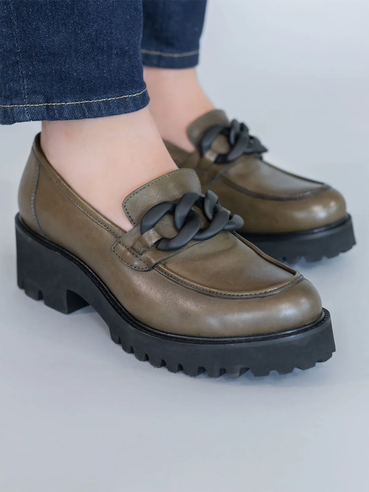 Mocasín Cuero Mujer Billie Verde