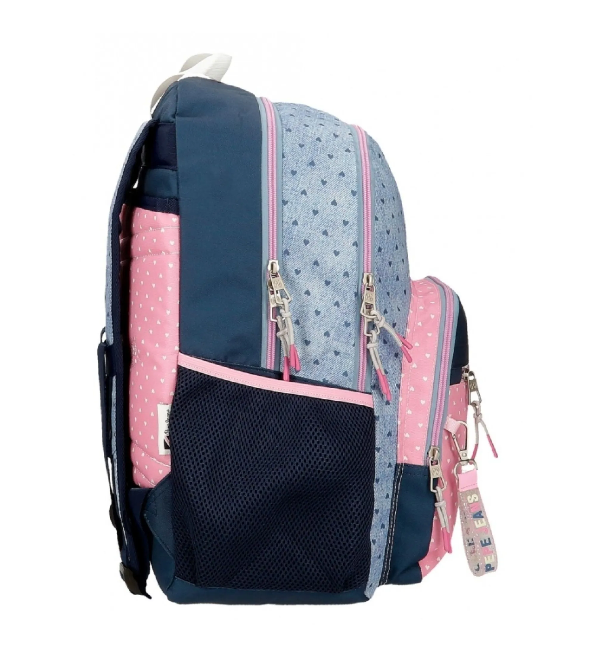 Mochila Pepe Jeans Noni denim doble compartimento azul, rosa