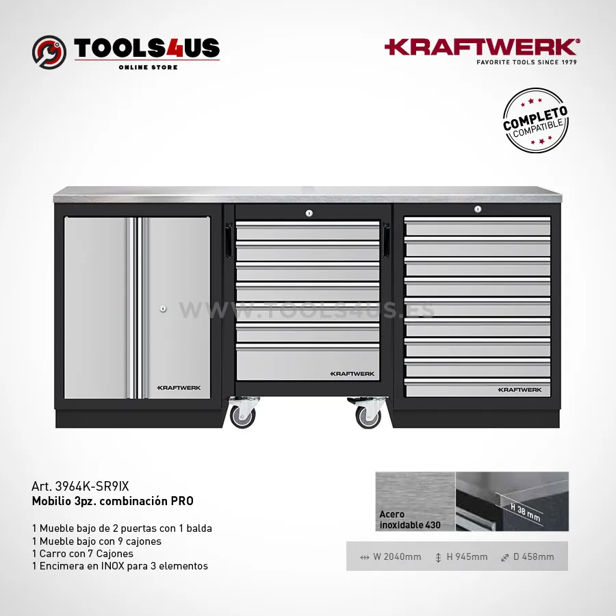 MUEBLE MODULAR TALLER 3 ELEMENTOS 3964KSR9IX
