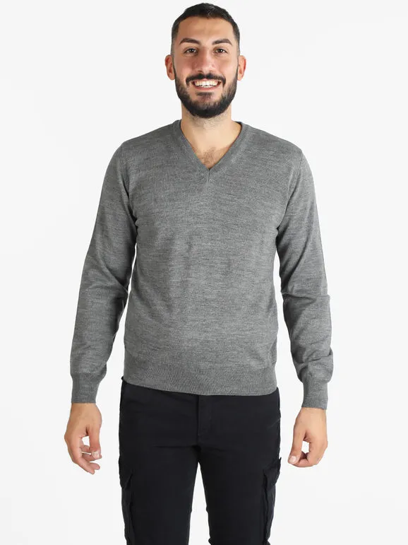 Mv Jersey de hombre con cuello de pico en mezcla de lana