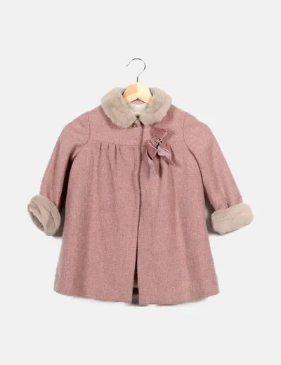 Nanos Abrigo paño rosa combinado pelo