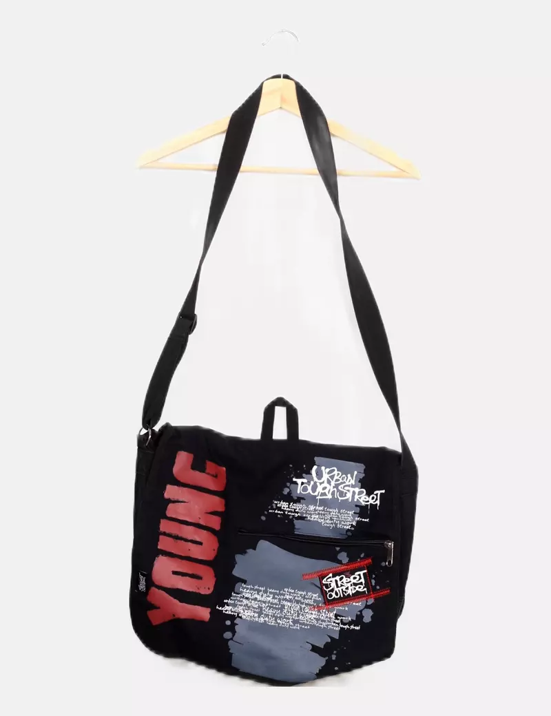NoName Bolso negro estampado
