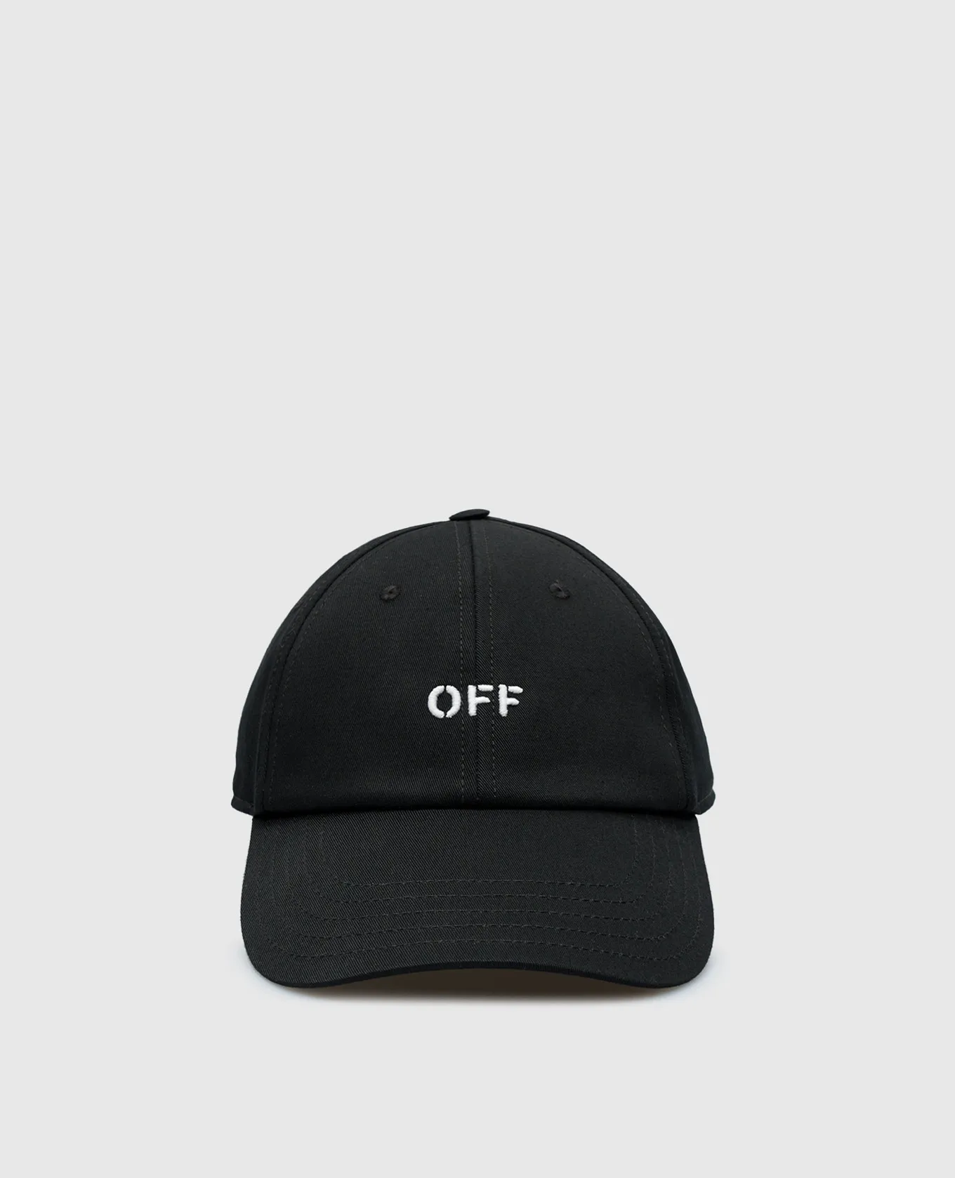OFFWHITE BLACK CAP WITH CONTRASTING LOGO EMBROIDERY