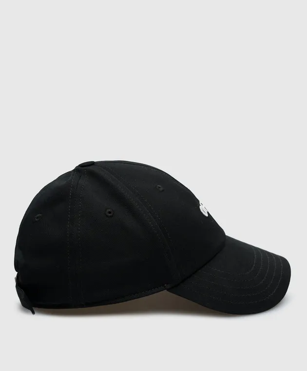 OFFWHITE BLACK CAP WITH CONTRASTING LOGO EMBROIDERY